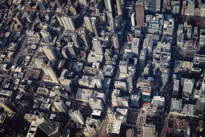 High angle view of city buildings