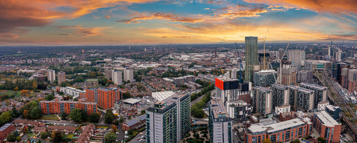 Aerial view of manchester city in uk