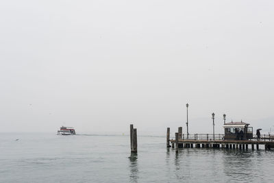 Scenic view of calm sea against clear sky