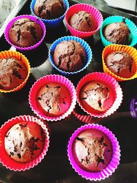 Directly above shot of muffins on table