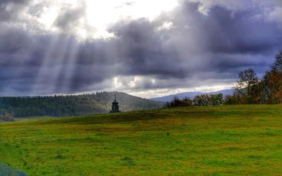 Scenic view of field against sky