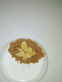 High angle view of bread in plate