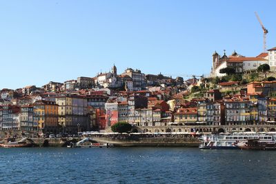 View of town against clear sky