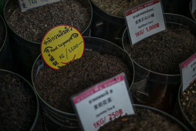 Information sign for sale at market stall