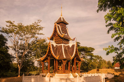 Low angle view of traditional building against sky