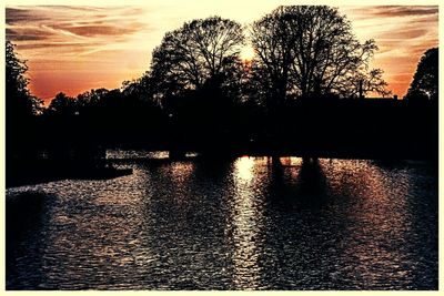 View of calm sea at sunset