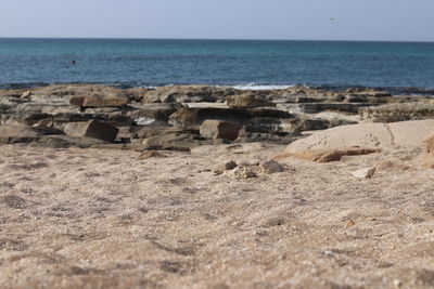 Scenic view of sea against clear sky