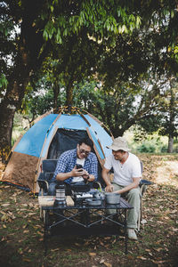 People in tent