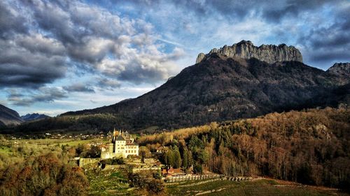 Scenic view of mountains against sky