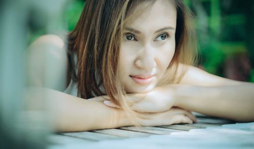 Close-up portrait of young woman