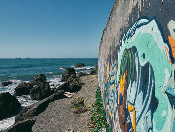 Scenic view of sea against clear sky