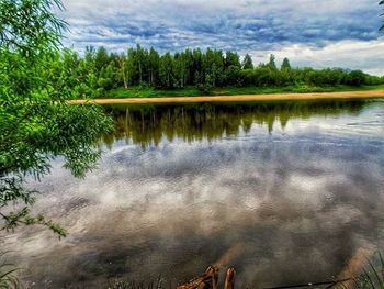 Scenic view of lake against sky