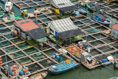 High angle view of boats