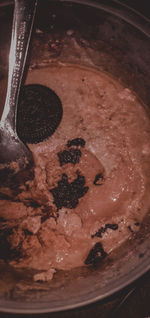 High angle view of ice cream in container