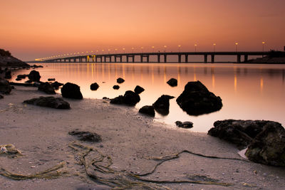 Scenic view of sea against sky during sunset