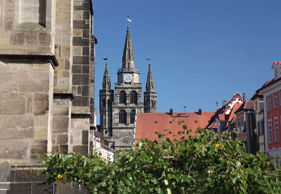 Panoramic view of buildings against clear sky