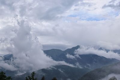 Low angle view of mountains against sky