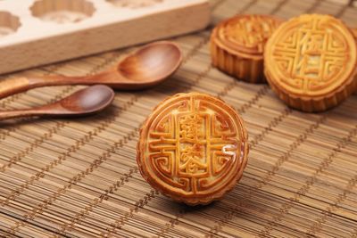 High angle view of food on table