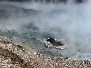 High angle view of clouds over land