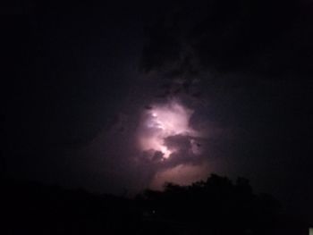 Low angle view of cloudy sky at night