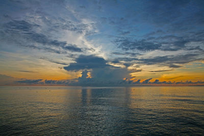 Scenic view of sea against sky at sunset