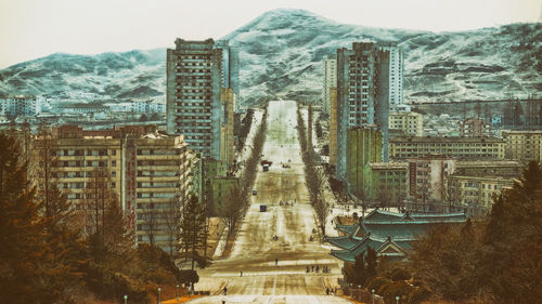 View of a building with mountain in background