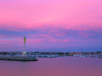 View of lighthouse at sunset