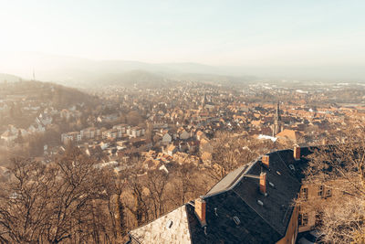 High angle view of townscape against sky