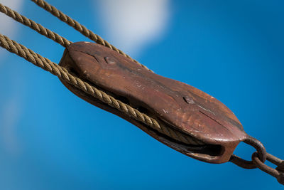 Low angle view of rope against sky