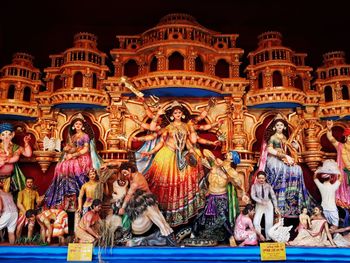 Statues of historic building in a temple