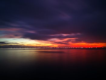 Scenic view of sea against sky at sunset