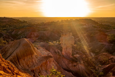 Rock formations at marafa depression - hell's kitchen at sunset in malindi, kilifi county, kenya