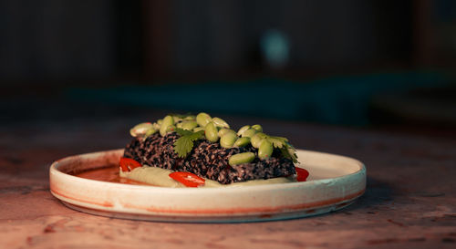 Close-up of food on table