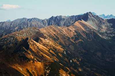 Mountain landscape in tatra national park in poland. popular tourist attraction. amazing nature