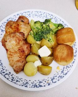 High angle view of meal served in plate