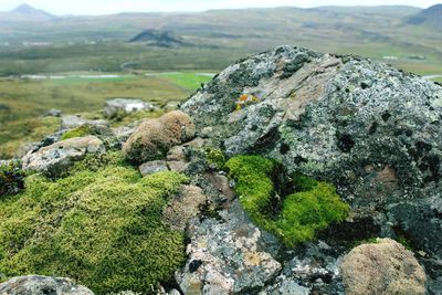 Aerial view of rocks on land