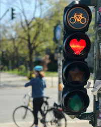 Bicycle parked on road