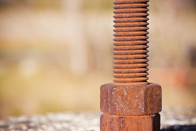 Close-up of rusty nut and bolt