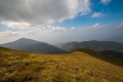 Scenic view of mountains against sky