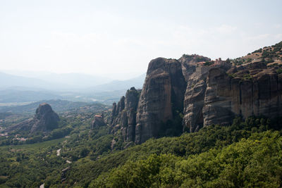 Beautiful landscape at kalambaka, with meteora mountains and forest. kalambaka, greece