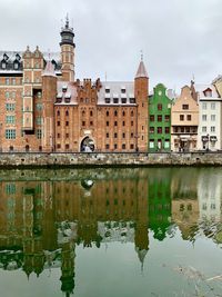 Reflection of building in lake