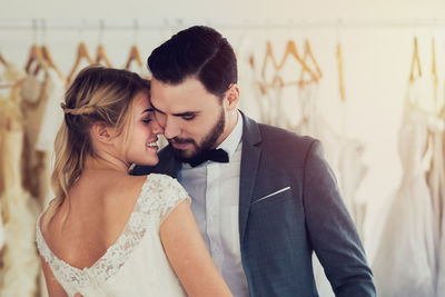 Young couple standing outdoors