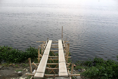 High angle view of lake against sky