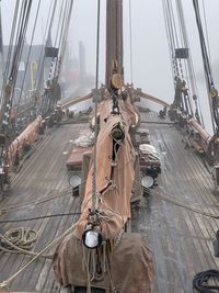 Historic fishing vessel in fog