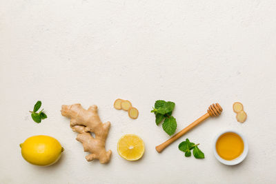 High angle view of food on table