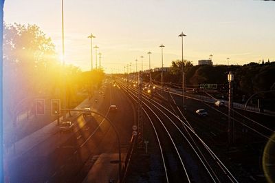 Railroad track at sunset