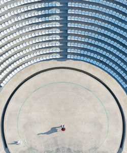 High angle view of people on modern building