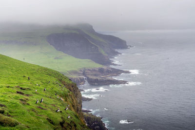 High angle view of sea and coastline