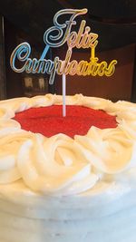 High angle view of cake on table