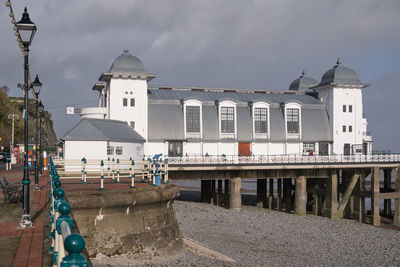 Penarth pier and pebbled beach.